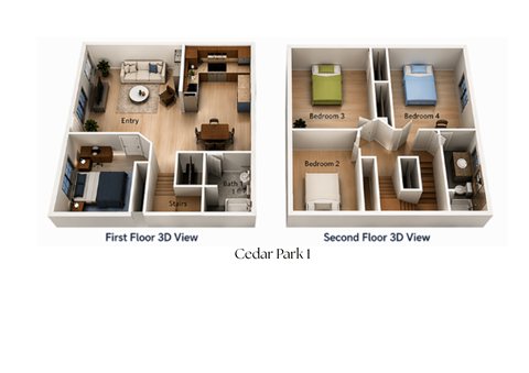 Floor plan for 4 beds, 2 baths, 1400 sqft